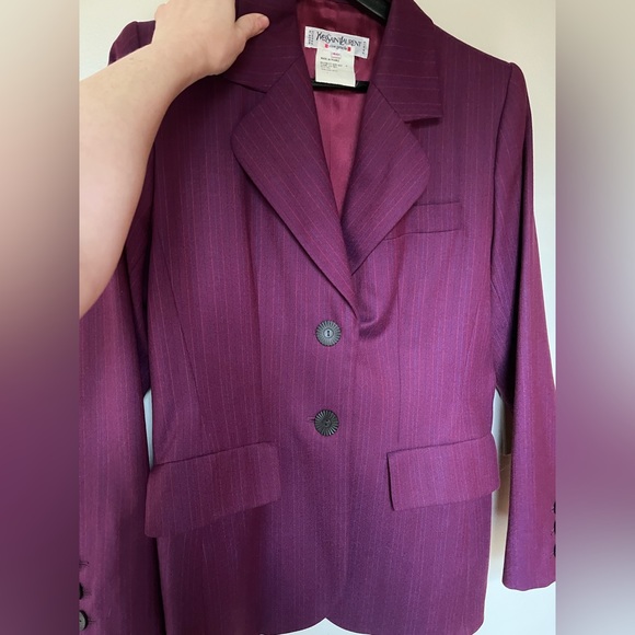 Vintage YVES SAINT LAURENT YSL fine wool pinstriped skirt suit size 40 medium 8 - Picture 2 of 16